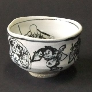 熊野古青 染付福の神 湯呑五客 九谷焼