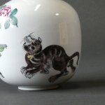 画像2: 花器（8号）・花鳥に猫 ／ 松龍 作 (2)